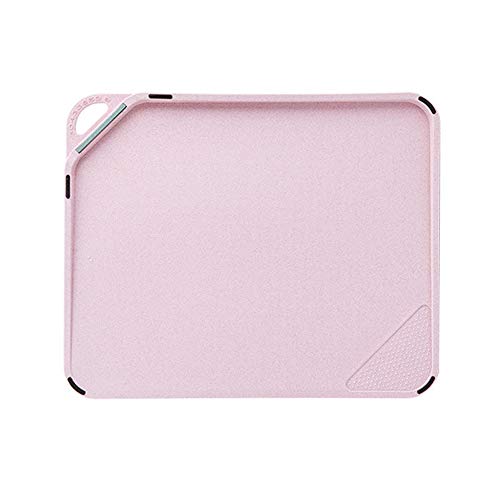 Tabla de cocina 27.7x 33.8x 1.5cm, sin BPA, apta para lavavajillas, pared de jugo, mango fácil de agarrar, antideslizante, tabla de cortar para trigo (Trigo tabla de cortar 27.7x 33.8x 1.5cm-Rosado)