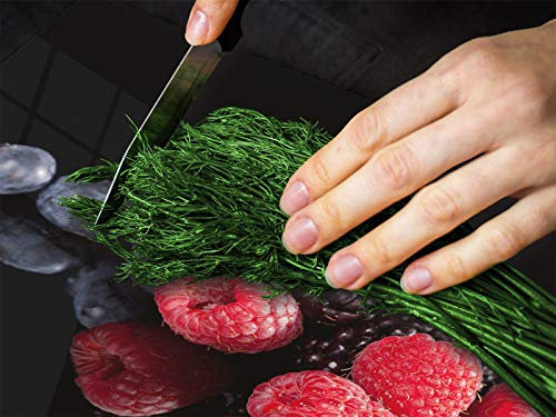 Tabla de cocina de vidrio templado - Tabla de cortar de cristal resistente – Cubre Vitro Decorativo – UNA PIEZA (60 x 52 cm) o DOS PIEZAS (30 x 52 cm); D07 Frutas y verduras: Frutas 4