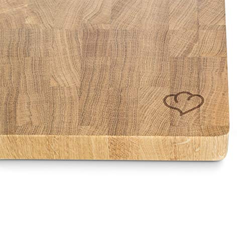 Tabla de cortar cocina Erik 20 x 30 x 3 cm - Tabla madera de roble Fuente de servir Tabla de cocina antideslizante incl. Instrucciones de cuidado