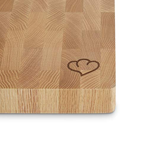 Tabla de cortar cocina Erik 40 x 50 x 4 cm - Tabla madera de roble Fuente de servir Tabla de cocina antideslizante incl. Instrucciones de cuidado