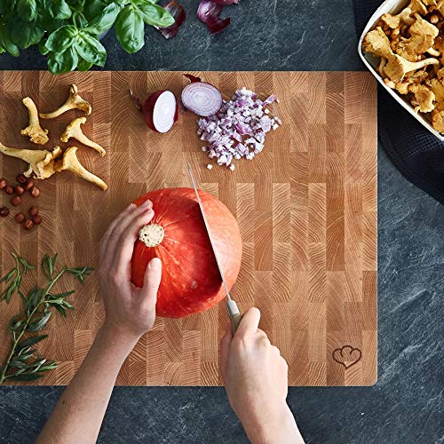 Tabla de cortar cocina Erik 40 x 50 x 4 cm - Tabla madera de roble Fuente de servir Tabla de cocina antideslizante incl. Instrucciones de cuidado