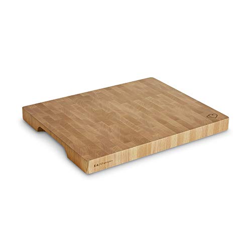 Tabla de cortar cocina Erik 40 x 50 x 4 cm - Tabla madera de roble Fuente de servir Tabla de cocina antideslizante incl. Instrucciones de cuidado
