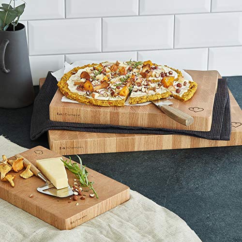 Tabla de cortar cocina Erik 40 x 50 x 4 cm - Tabla madera de roble Fuente de servir Tabla de cocina antideslizante incl. Instrucciones de cuidado
