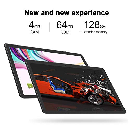 Tablet 10 Pulgadas 4GB de RAM 64GB de ROM Android 9.0 Certificado por Google GMS Tablet PC Buenas Batería 8500mAh Quad Core Dual SIM 8MP Cámara Netflix WiFi Type-C Bluetooth GPS OTG(Negro)