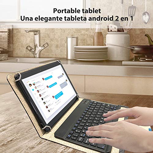 Tablet 10 Pulgadas 4GB de RAM 64GB de ROM Android 9.0 Certificado por Google GMS Tablet PC Buenas Batería 8500mAh Quad Core Dual SIM 8MP Cámara Netflix WiFi Type-C Bluetooth GPS OTG(Negro)