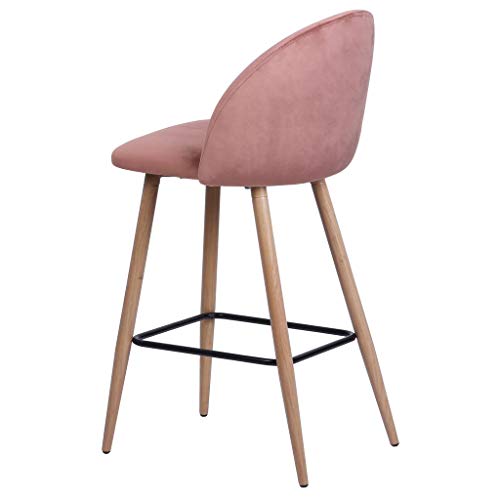 Taburete de bar Nellie, de terciopelo, con respaldo, para bar y trencillas, para el comedor y la cocina, tela de terciopelo en gris, azul, rosa, altura del asiento: 65 cm o 75 cm