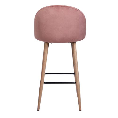 Taburete de bar Nellie, de terciopelo, con respaldo, para bar y trencillas, para el comedor y la cocina, tela de terciopelo en gris, azul, rosa, altura del asiento: 65 cm o 75 cm