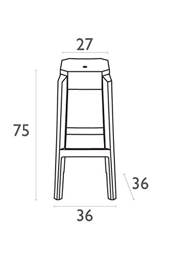 Taburete Outdoor Fox con Estructura De Polipropileno I Silla Alta con Reposapiés I Taburete De Terraza 160 kg Cap. Máx. De Carga I Color:, Color:Transparente