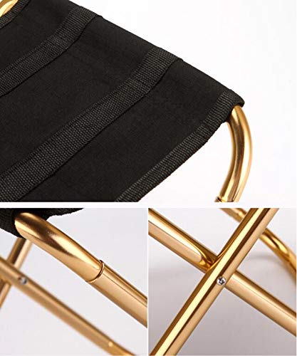 Taburete plegable dorado con bolsa, asiento plegable ultraligero de aluminio compacto con bolsa de transporte para jardín, playa, pesca, senderismo, camping, picnic, viajes