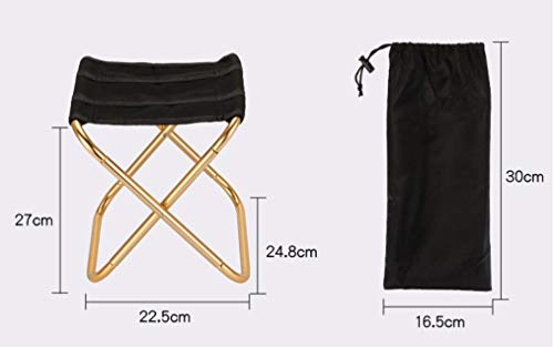 Taburete plegable dorado con bolsa, asiento plegable ultraligero de aluminio compacto con bolsa de transporte para jardín, playa, pesca, senderismo, camping, picnic, viajes