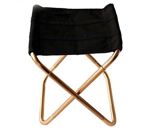 Taburete plegable dorado con bolsa, asiento plegable ultraligero de aluminio compacto con bolsa de transporte para jardín, playa, pesca, senderismo, camping, picnic, viajes