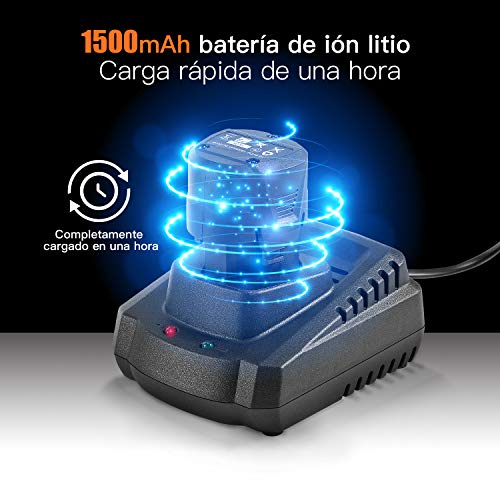 TACKLIFE Sierra Sable, Velocidad Variable, 12V Máxima Batería de Iones de Litio, Indicador de Bateria, 1 Hora Cargador Rápido, Incluye Mordaza de Sujeción, Cuchilla para Madera- RES001