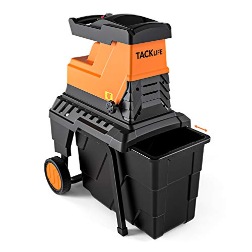 TACKLIFE Trituradora de Ramas, Biotrituradora Eléctrica, 2800W, 90 dB de Bajo Ruido, 45 mm Máxima Capacidad de Corte, 55 L, Protección de Sobrecarga