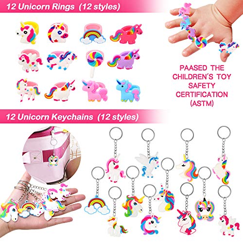 Tacobear 60Piezas Unicornio Aarticulos de Fiesta Cumpleaños Piñatas Unicornio Slap Pulsera Llavero Anillo Máscara de Papel Tatuajes Temporales para Niños Niñas Unicornio Fiesta Cumpleaños Regalo