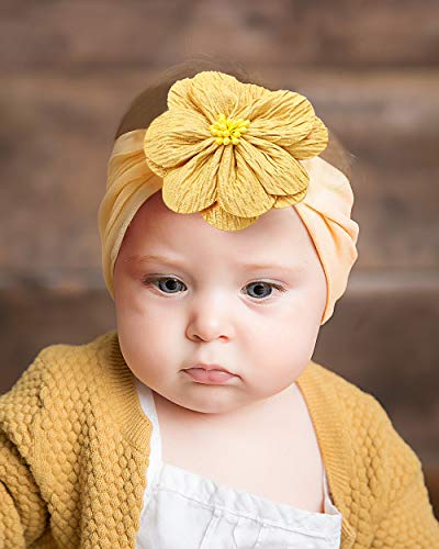 Tacobear Diademas Bebe Niñas Nudo Banda Flores Cintas de Pelo Cabeza Elástica Turbante algodón Venda de Pelo para Bebe Niñas Accesorios para el Cabello (6 Flor Bebe Diademas)