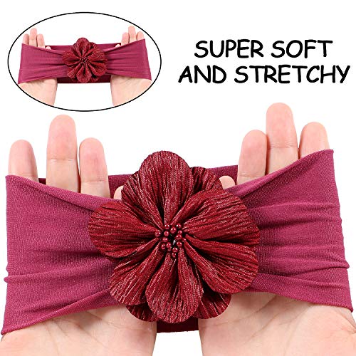 Tacobear Diademas Bebe Niñas Nudo Banda Flores Cintas de Pelo Cabeza Elástica Turbante algodón Venda de Pelo para Bebe Niñas Accesorios para el Cabello (6 Flor Bebe Diademas)