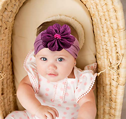Tacobear Diademas Bebe Niñas Nudo Banda Flores Cintas de Pelo Cabeza Elástica Turbante algodón Venda de Pelo para Bebe Niñas Accesorios para el Cabello (6 Flor Bebe Diademas)