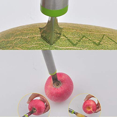 TAECOOOL Juego de herramientas para frutas 5 en 1 de acero inoxidable de grado alimenticio, quita el núcleo de manzana, pelador de melones, cuchillo para trinchar frutas, cortador de bolas de sandía
