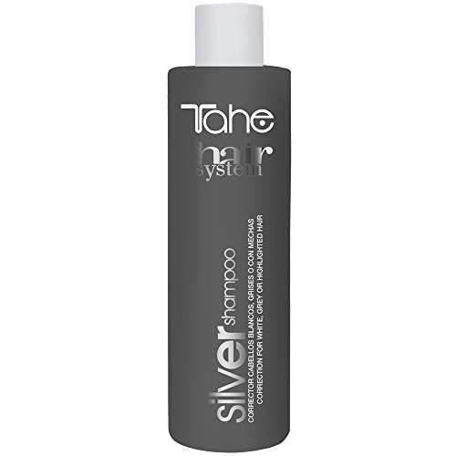 Tahe Silver Champú Corrector Del Tono No Químico para Cabellos Blancos, Grises o con Mechas, 300 ml