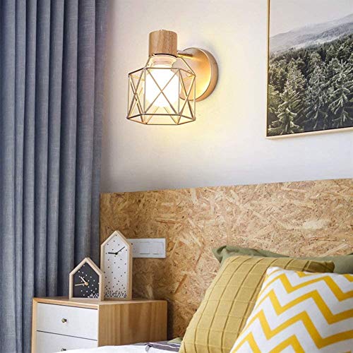 TAIZ Lámpara de pared moderna aplique de iluminación diseño de la jaula dorada La pared del hierro se aplica madera de una sola iluminación de la decoración mural de la habitación en la puesta del Sal