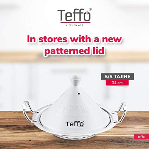 Tajín de cerámica marroquí tradicional con fondo de acero inoxidable - Ø 34 cm