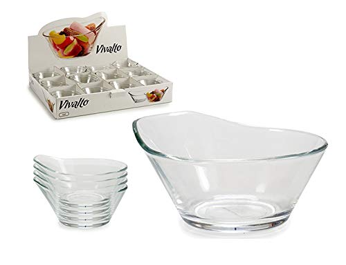 Takestop® - Cuenco de cristal de 2 piezas con forma ovalada antiastillas para helado, frutas, caramelos, aceitunas, salsas, crema abrillantadora