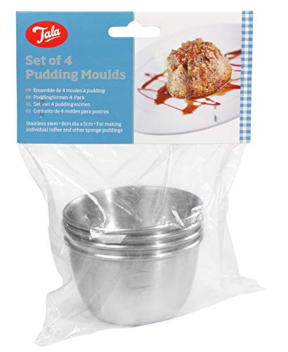 Tala Cooking Moldes para Postres Individuales o Flaneras, Acero Inoxidable, Plateado, 5x8 cm