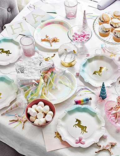 Talking Tables platos de colores pasteles con detalle de oro unicornio. Cartón