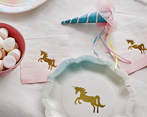 Talking Tables platos de colores pasteles con detalle de oro unicornio. Cartón
