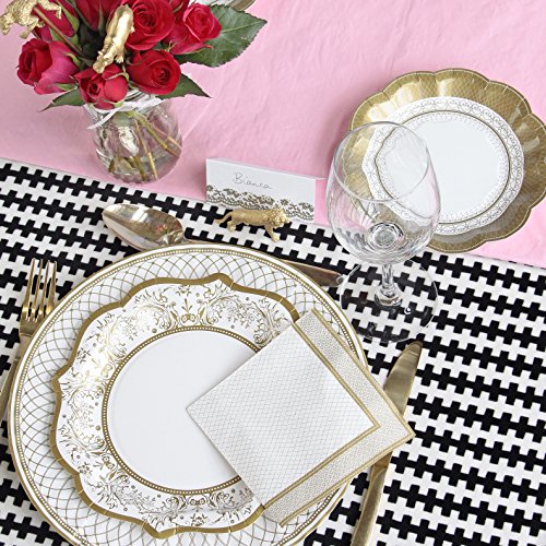 Talking Tables platos medios vintage ‘Party Porcelain Gold.’ Oro y blanco. Cartón. Paquete de 12.