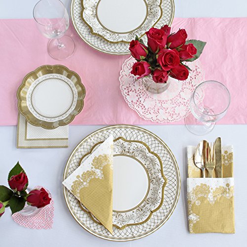Talking Tables platos medios vintage ‘Party Porcelain Gold.’ Oro y blanco. Cartón. Paquete de 12.