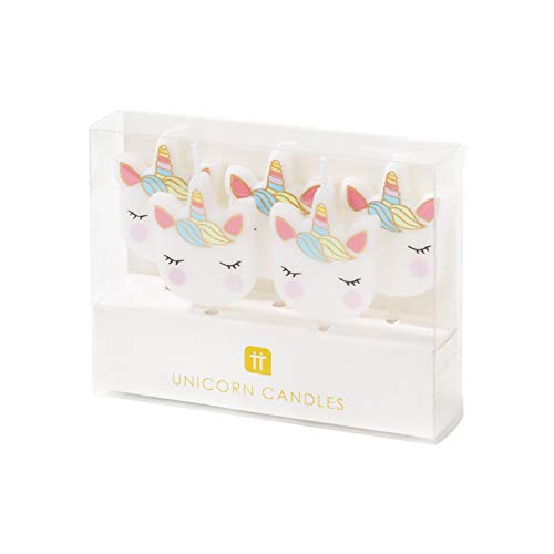 Talking Tables UNICORN-CANDLES Velas de cumpleaños con Forma de Unicornio, Paquete de 5, Cera
