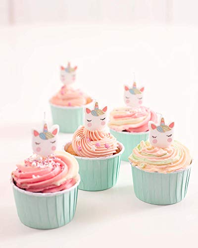 Talking Tables UNICORN-CANDLES Velas de cumpleaños con Forma de Unicornio, Paquete de 5, Cera
