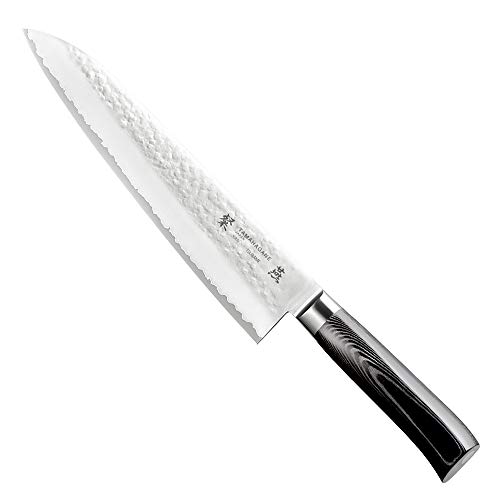 Tamahagane Cuchillo de 10 Pulgadas de San tsubame micarta Martillado Chef Negro/Plata