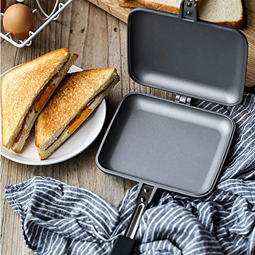 TAMUME Tostadora de Sándwich de Inducción Pastel de Hierro Antiadherente con Mango Resistente, Sandwichera Grill Toastie Sandwich Maker Adecuado para Cualquier Placa