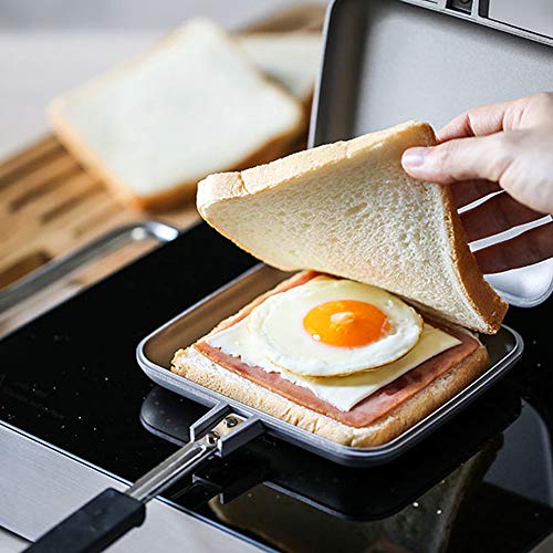 TAMUME Tostadora de Sándwich de Inducción Pastel de Hierro Antiadherente con Mango Resistente, Sandwichera Grill Toastie Sandwich Maker Adecuado para Cualquier Placa