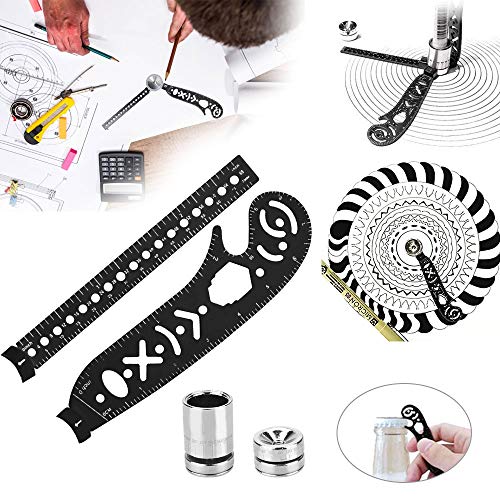 TANCUDER Regla de Dibujo Multifunción Herramienta de Dibujo Versátiles Todo en 1 Regla Curva Metal Utensilio de Dibujo Brújula Transportador de Ángulos para Diseñadores Artistas Arquitectos Estudiante