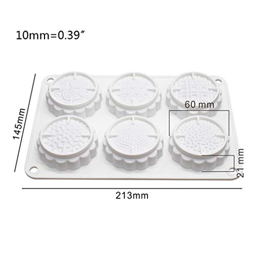 Tangpingsi - Molde de silicona antiadherente para magdalenas, 6 agujeros, molde de mooncake, molde para magdalenas de chocolate, molde para hacer galletas, molde para hornear galletas