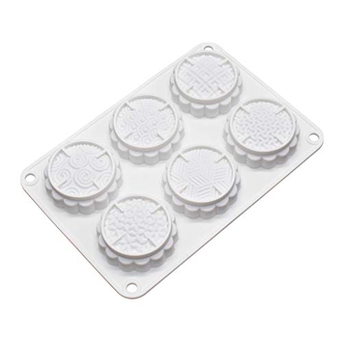 Tangpingsi - Molde de silicona antiadherente para magdalenas, 6 agujeros, molde de mooncake, molde para magdalenas de chocolate, molde para hacer galletas, molde para hornear galletas
