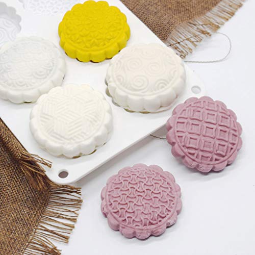 Tangpingsi - Molde de silicona antiadherente para magdalenas, 6 agujeros, molde de mooncake, molde para magdalenas de chocolate, molde para hacer galletas, molde para hornear galletas