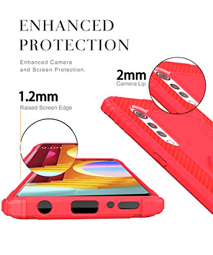 TANYO Funda para LG Velvet, Carcasa TPU Silicona con Soporte, Protección Bumper Case Robusta Teléfono Cover, Rojo
