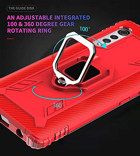 TANYO Funda para LG Velvet, Carcasa TPU Silicona con Soporte, Protección Bumper Case Robusta Teléfono Cover, Rojo