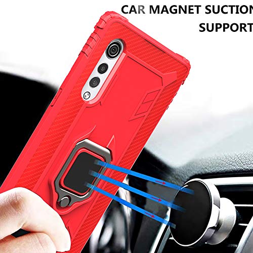 TANYO Funda para LG Velvet, Carcasa TPU Silicona con Soporte, Protección Bumper Case Robusta Teléfono Cover, Rojo