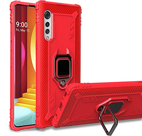 TANYO Funda para LG Velvet, Carcasa TPU Silicona con Soporte, Protección Bumper Case Robusta Teléfono Cover, Rojo