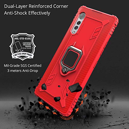 TANYO Funda para LG Velvet, Carcasa TPU Silicona con Soporte, Protección Bumper Case Robusta Teléfono Cover, Rojo