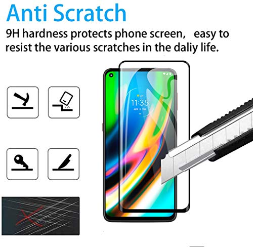 TANYO Protector de Pantalla Cristal Adecuado para Motorola Moto G9 Plus, Edge-Cobertura completa-Vidrio Templado Full Coverage 0.33mm 9H 2-Pack Premium Protector de Pantalla. Negro