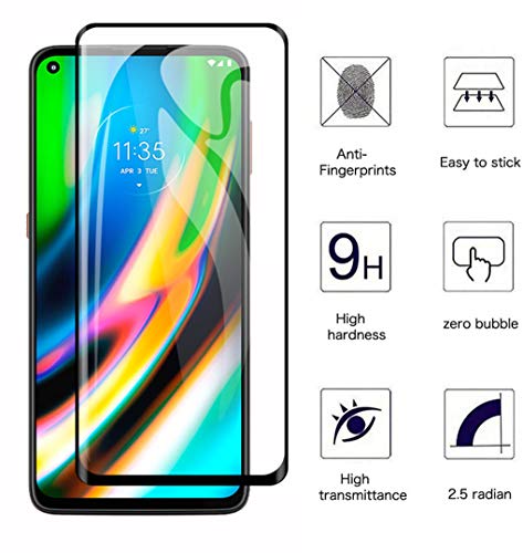 TANYO Protector de Pantalla Cristal Adecuado para Motorola Moto G9 Plus, Edge-Cobertura completa-Vidrio Templado Full Coverage 0.33mm 9H 2-Pack Premium Protector de Pantalla. Negro