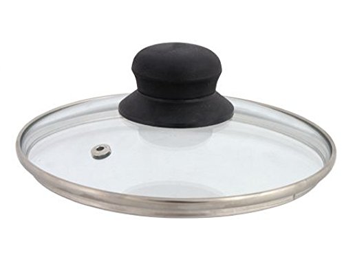 Tapa de cristal con anillo de acero inoxidable diámetro 12, 14, 16,18, 20, 22, 24, 26, 28 cm, 16 cm, Ø 14 cm