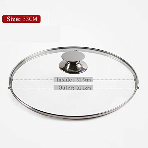 Tapa de Cristal Pan universal cubierta de sustitución Sartenes Wok Reemplazar Pot tapas cubierta transparente templado tapa de vidrio Cazo por la cocina casera Cocina de cocina ( Size : 33CM/13inch )