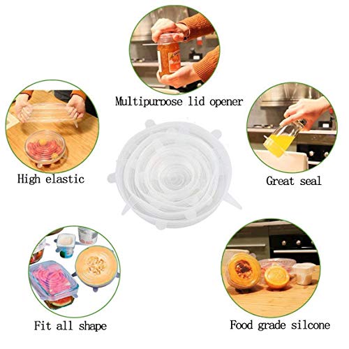Tapas silicona ajustables cocina, tapas de silicona elásticas, tapas de silicona reutilizables ecológicas, tapaderas de silicona adaptables, eco tapas silicona